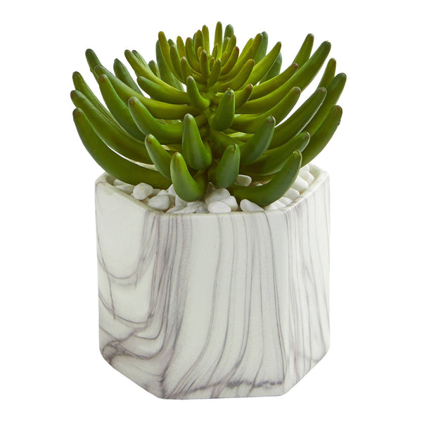 Succulent Artificial Plant in Marble Vase