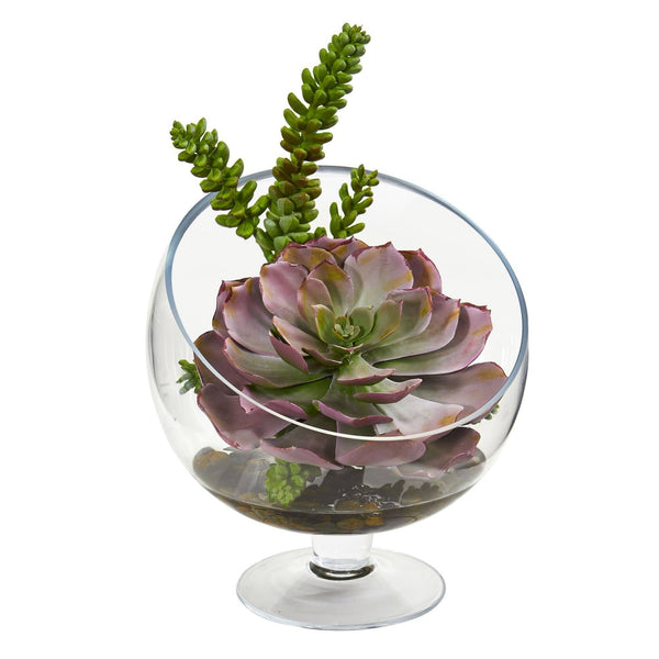 Succulent Artificial Plant in Pedestal Vase