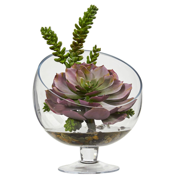 Succulent Artificial Plant in Pedestal Vase