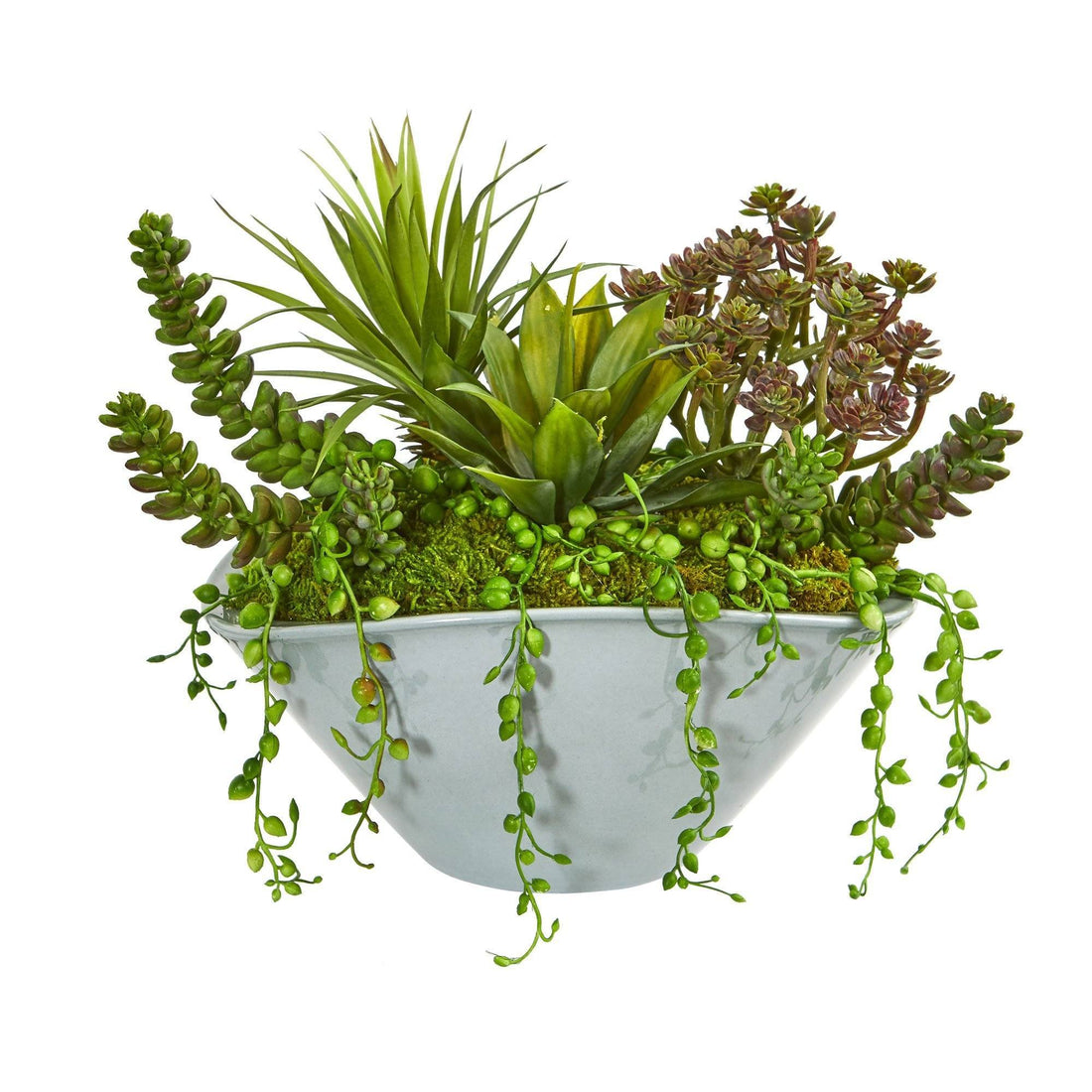 nearly natural succulents Succulent Garden Artificial Plant in Green Vase