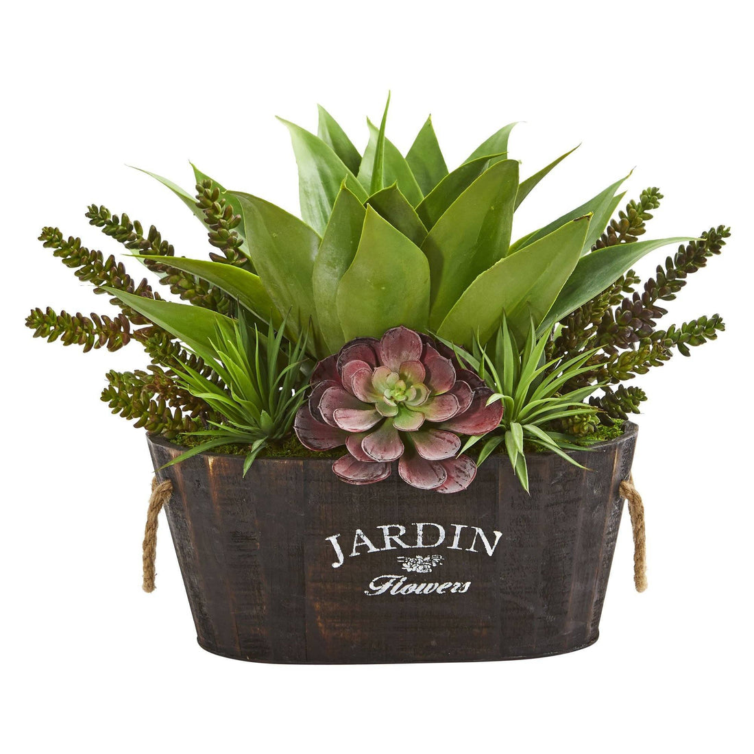 nearly natural succulents Succulent Garden in Wood Planter