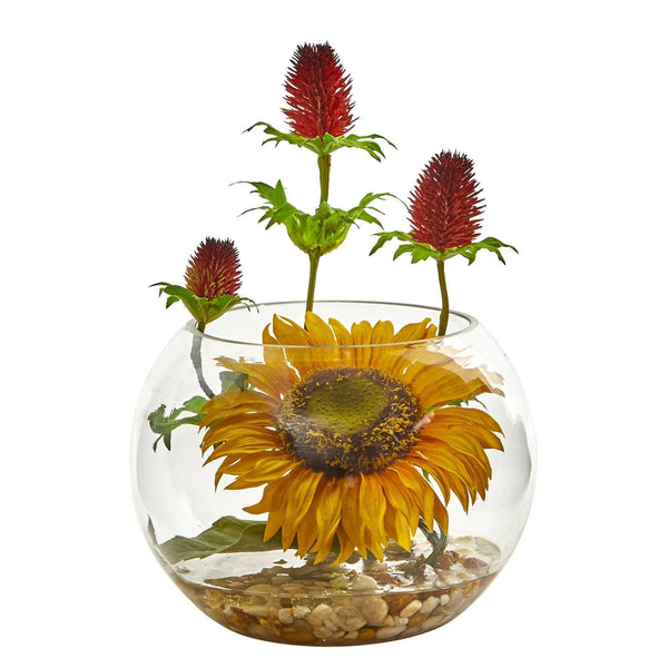 Sunflower and Thistle Artificial Arrangement
