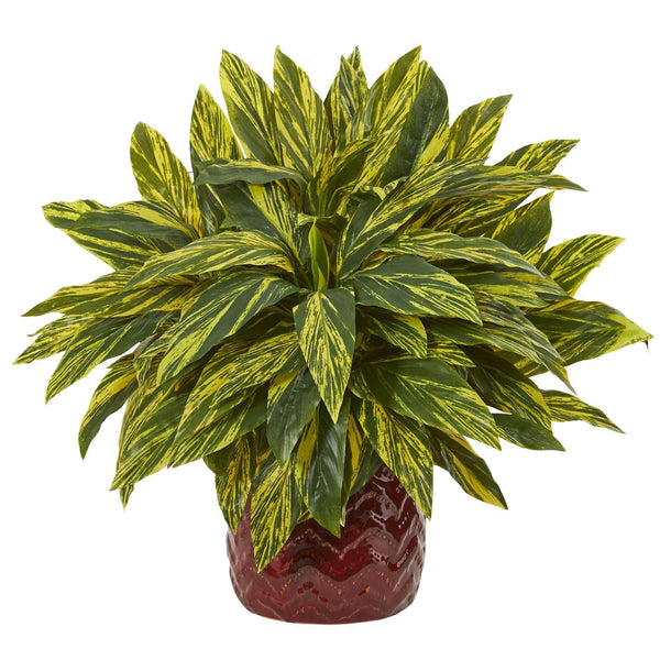 Tradescantia Artificial Plant in Red Vase