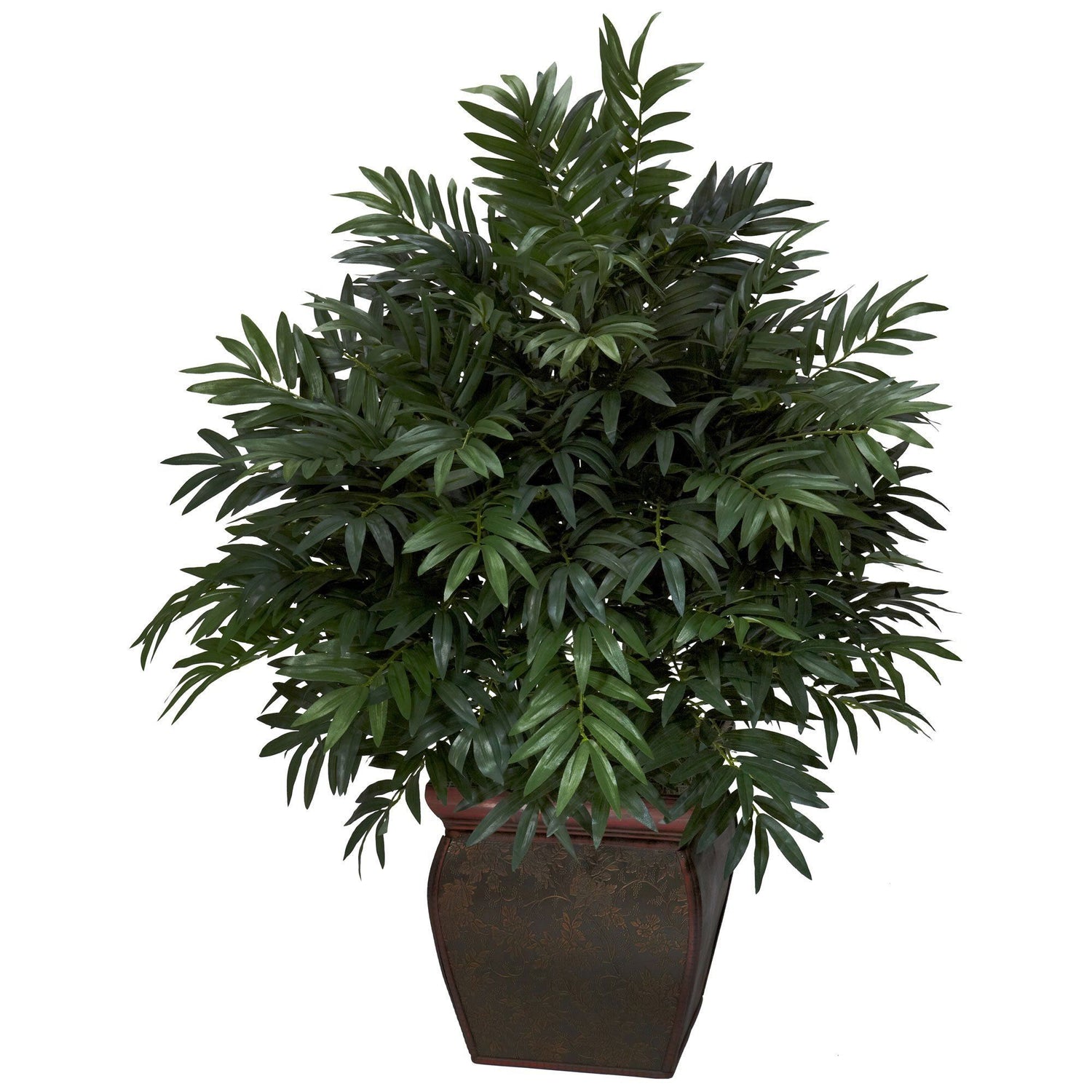 Triple Bamboo Palm w/Decorative Planter Silk Plant