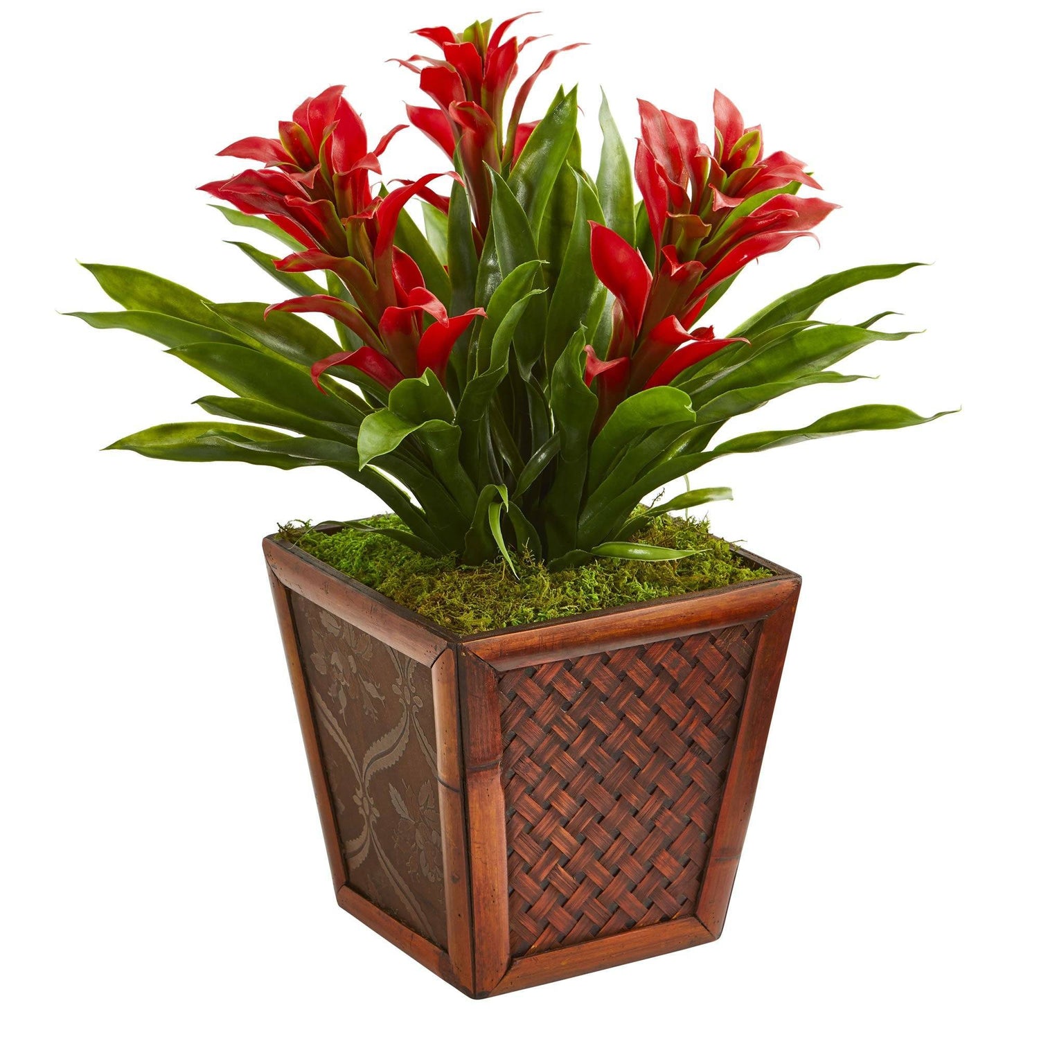 Triple Bromeliad Artificial Plant in Decorative Planter