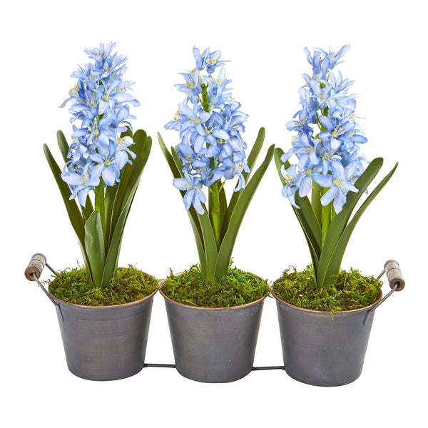 Triple Potted Hyacinth Artificial Plant