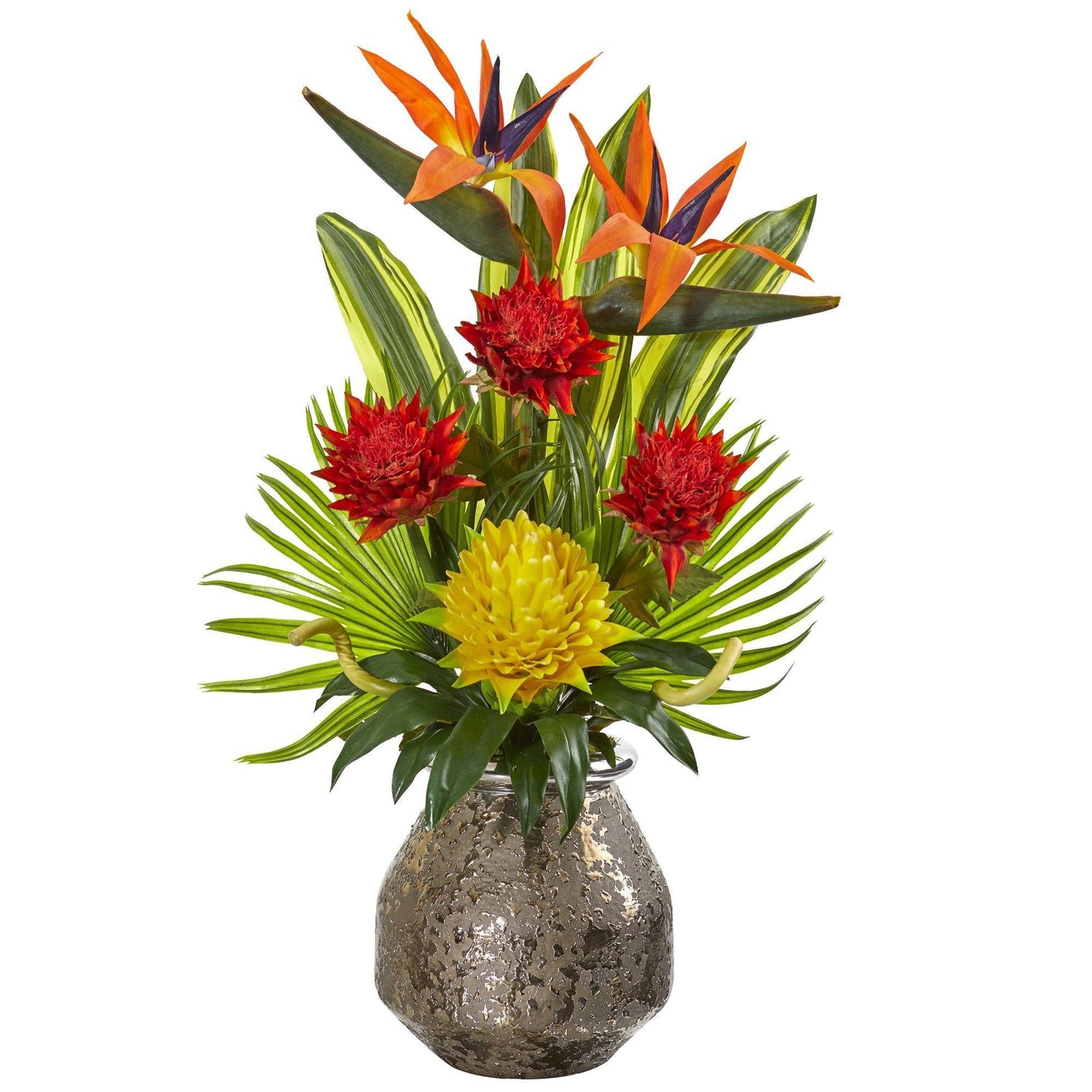Tropical Inspired Artificial Arrangement in Designer Vase