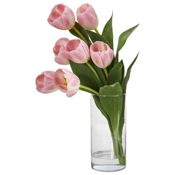 Tulip Artificial Arrangement in Cylinder Vase