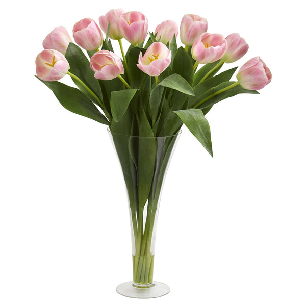 Tulips Artificial Arrangement in Flared Vase