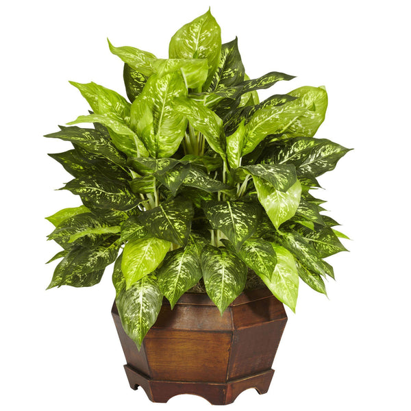 dieffenbachia plant large Nearly Natural Variegated Dieffenbachia with Large Hexagon Silk Plant
