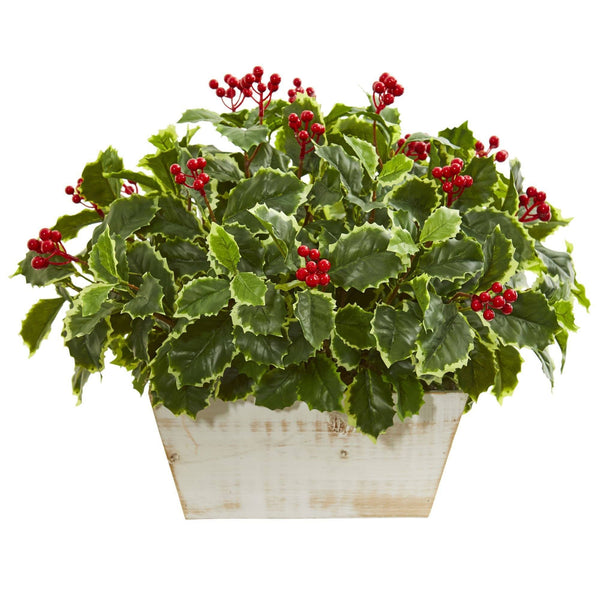 Variegated Holly Leaf Artificial Plant (Real Touch)