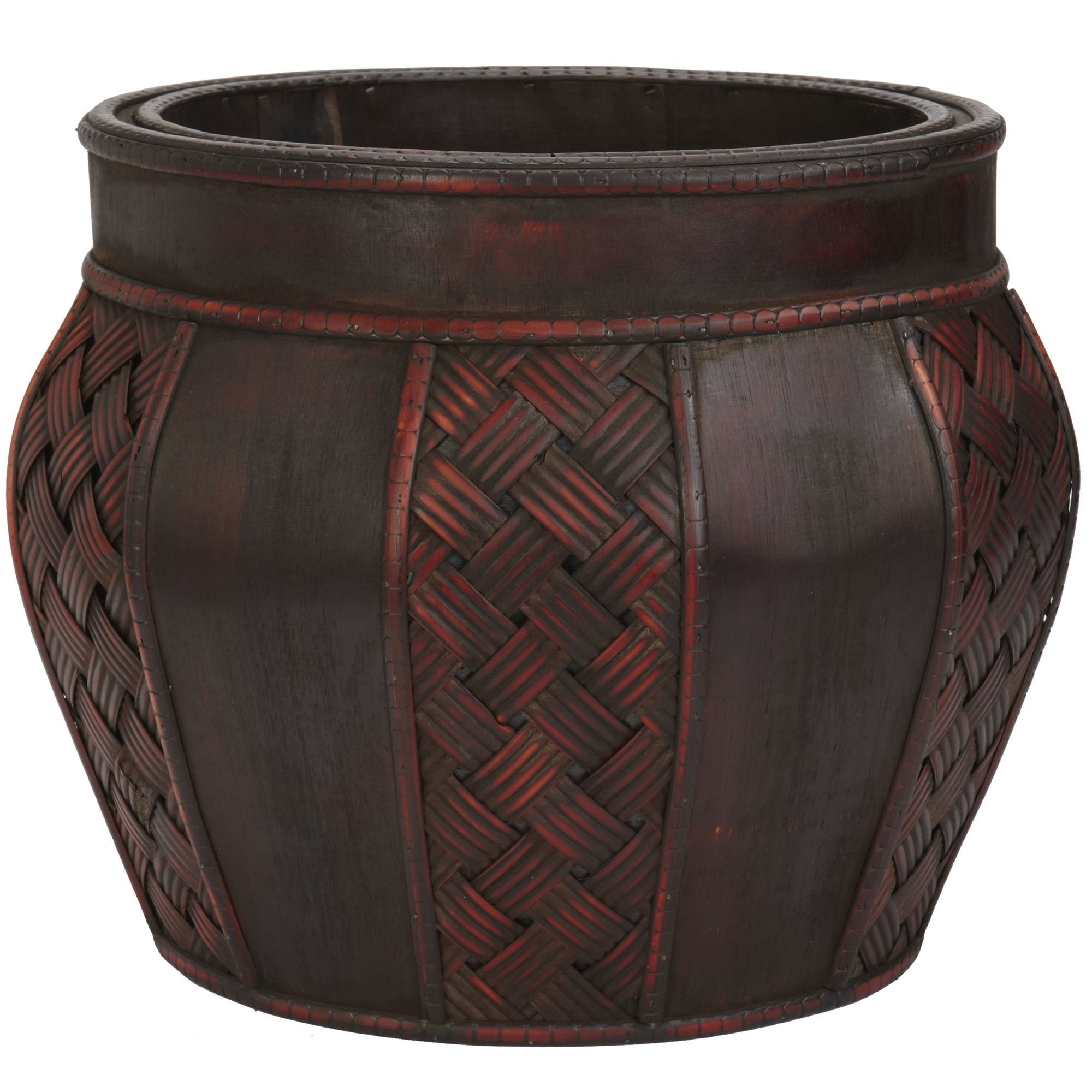 Wood and Weave Panel Decorative Planters (Set of 2) | Nearly Natural