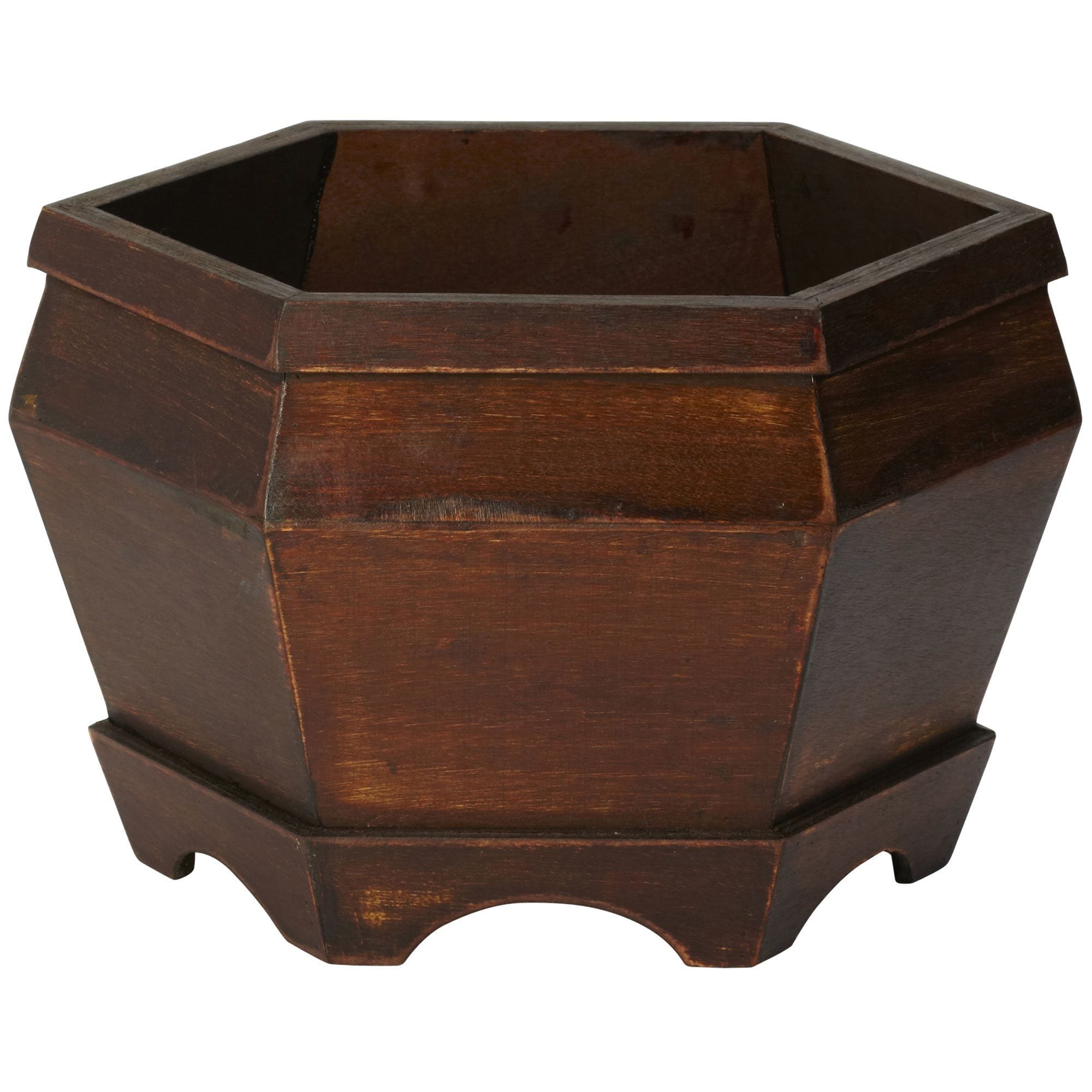 Nearly Natural Wooden Hexagon Planter - Thumbnail 3