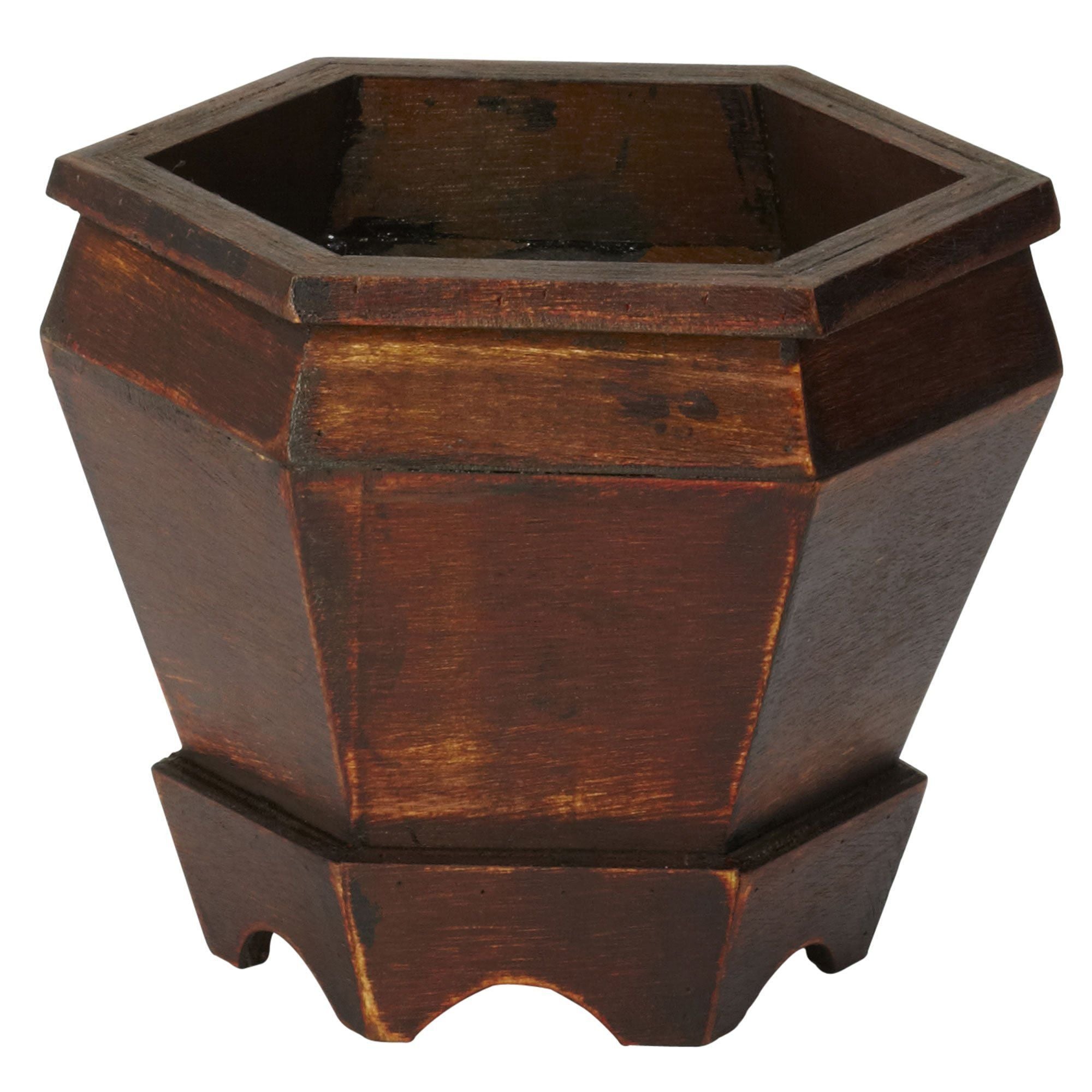 Nearly Natural Wooden Hexagon Planter - Thumbnail 4